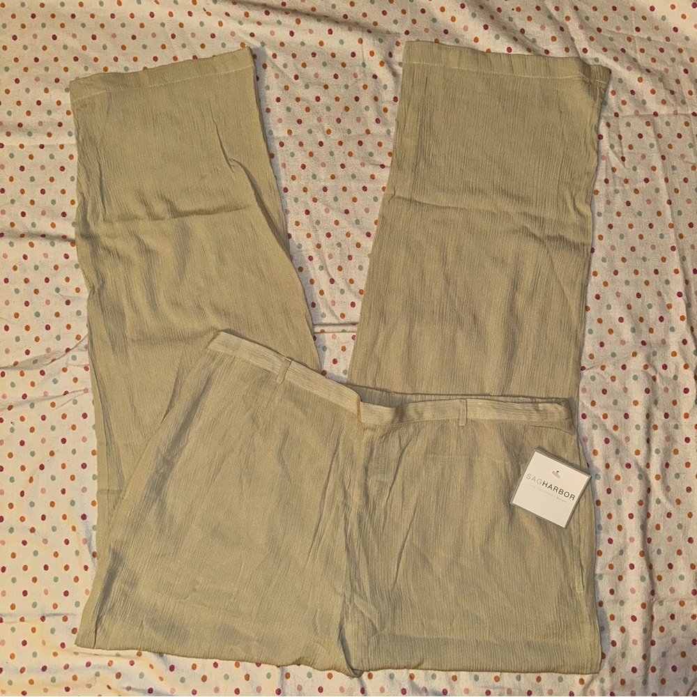 Sag Harbor Wide Leg Pants - Women’s 18 Beige Crinkle Gauze NWT Relaxed